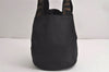 Authentic FENDI Vintage Logo Hand Bag Purse Nylon Leather Black 8057J