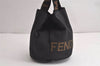 Authentic FENDI Vintage Logo Hand Bag Purse Nylon Leather Black 8057J