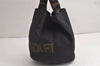 Authentic FENDI Vintage Logo Hand Bag Purse Nylon Leather Black 8057J