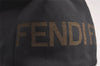 Authentic FENDI Vintage Logo Hand Bag Purse Nylon Leather Black 8057J