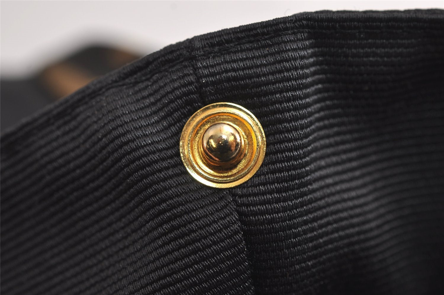 Authentic FENDI Vintage Logo Hand Bag Purse Nylon Leather Black 8057J