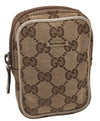 Authentic GUCCI Cigarette Case Pouch Purse GG Canvas Leather 115249 Brown 8058I
