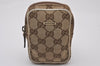 Authentic GUCCI Cigarette Case Pouch Purse GG Canvas Leather 115249 Brown 8058I