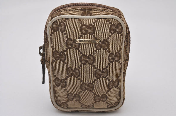 Authentic GUCCI Cigarette Case Pouch Purse GG Canvas Leather 115249 Brown 8058I