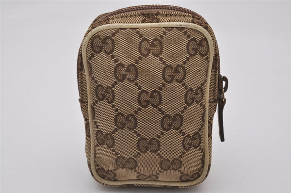 Authentic GUCCI Cigarette Case Pouch Purse GG Canvas Leather 115249 Brown 8058I