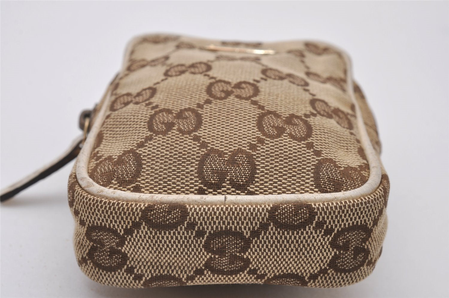 Authentic GUCCI Cigarette Case Pouch Purse GG Canvas Leather 115249 Brown 8058I