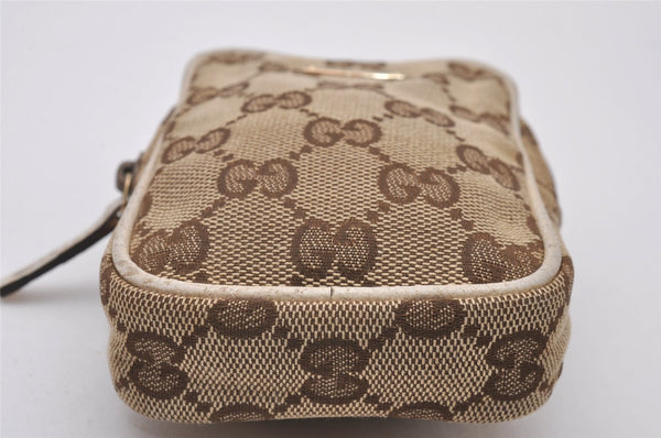 Authentic GUCCI Cigarette Case Pouch Purse GG Canvas Leather 115249 Brown 8058I