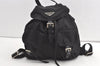 Auth PRADA VELA Nylon Tessuto Leather Drawstring Backpack B6677F Black 8058J