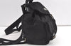 Auth PRADA VELA Nylon Tessuto Leather Drawstring Backpack B6677F Black 8058J