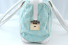 Authentic GUCCI Hand Boston Bag GG Canvas Leather 0000851 Light Blue 8059J