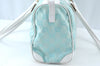 Authentic GUCCI Hand Boston Bag GG Canvas Leather 0000851 Light Blue 8059J