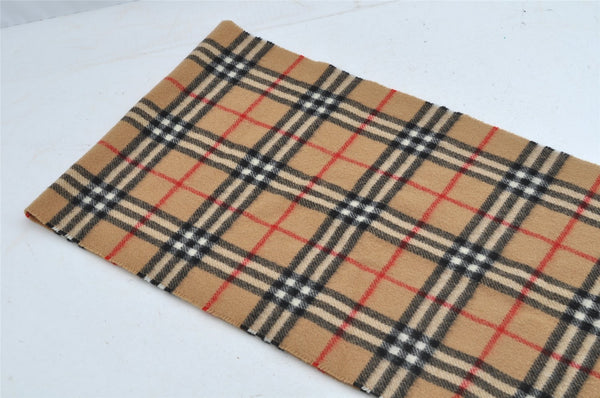 Authentic Burberrys Vintage Nova Check Wool Winter Scarf Stole Beige 8060I