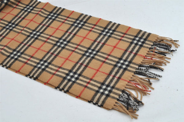 Authentic Burberrys Vintage Nova Check Wool Winter Scarf Stole Beige 8060I