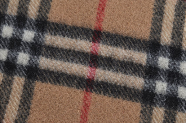 Authentic Burberrys Vintage Nova Check Wool Winter Scarf Stole Beige 8060I