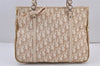 Authentic Christian Dior Trotter Romantic Hand Tote Bag PVC Leather Beige 8060J