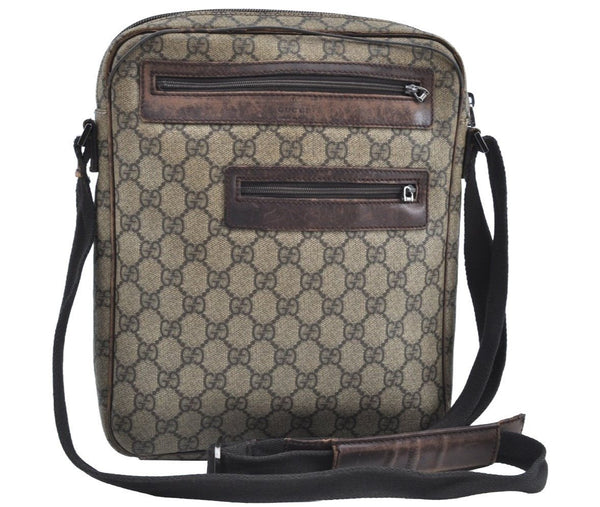 Authentic GUCCI Vintage Shoulder Cross Body Bag GG PVC Leather 92551 Brown 8061G
