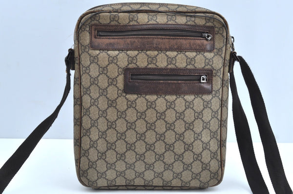 Authentic GUCCI Vintage Shoulder Cross Body Bag GG PVC Leather 92551 Brown 8061G