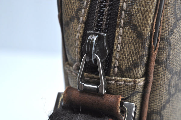 Authentic GUCCI Vintage Shoulder Cross Body Bag GG PVC Leather 92551 Brown 8061G