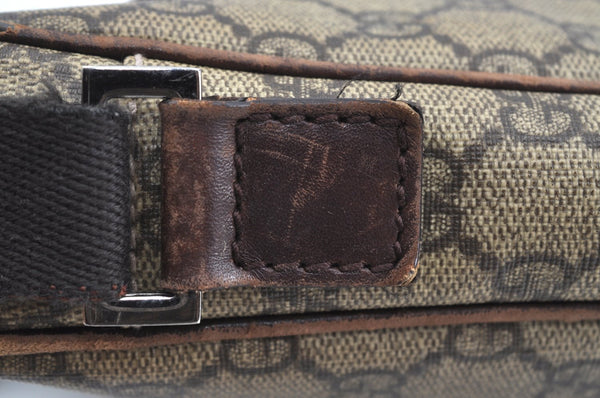 Authentic GUCCI Vintage Shoulder Cross Body Bag GG PVC Leather 92551 Brown 8061G