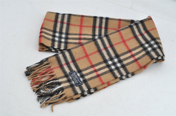 Authentic Burberrys Nova Check Cashmere Winter Scarf Stole Beige 8061I