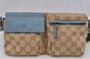 Authentic GUCCI Sherry Line Waist Body Bag GG Canvas Leather 162962 Beige 8061J