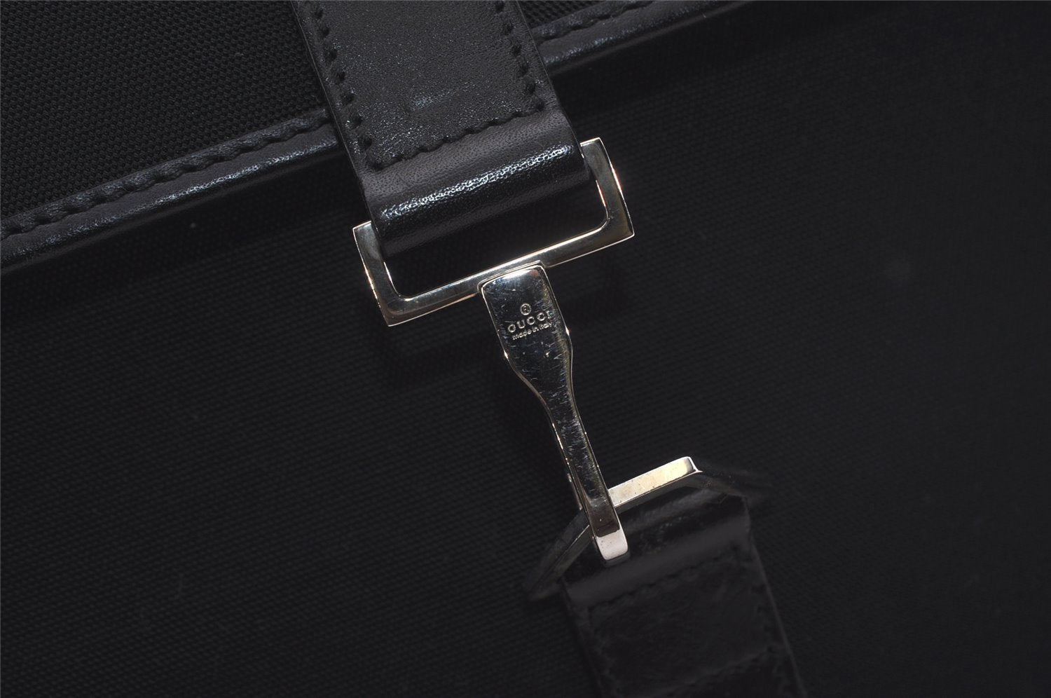 Authentic GUCCI Vintage Shoulder Tote Bag Nylon Leather 92534 Black  8064I