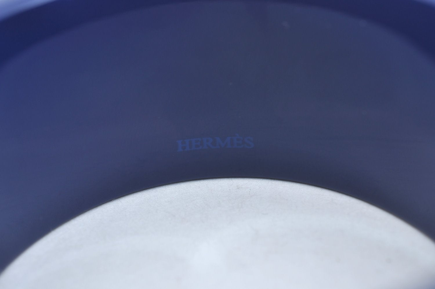 Authentic HERMES Biais H Logo Plastic Bangle Bracelet White Blue Box 8066I