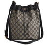 Authentic GUCCI Sherry Line Shoulder Drawstring Bag GG PVC Leather Navy 8066J