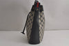 Authentic GUCCI Sherry Line Shoulder Drawstring Bag GG PVC Leather Navy 8066J
