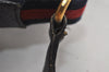 Authentic GUCCI Sherry Line Shoulder Drawstring Bag GG PVC Leather Navy 8066J
