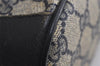 Authentic GUCCI Sherry Line Shoulder Drawstring Bag GG PVC Leather Navy 8066J