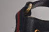 Authentic GUCCI Sherry Line Shoulder Drawstring Bag GG PVC Leather Navy 8066J