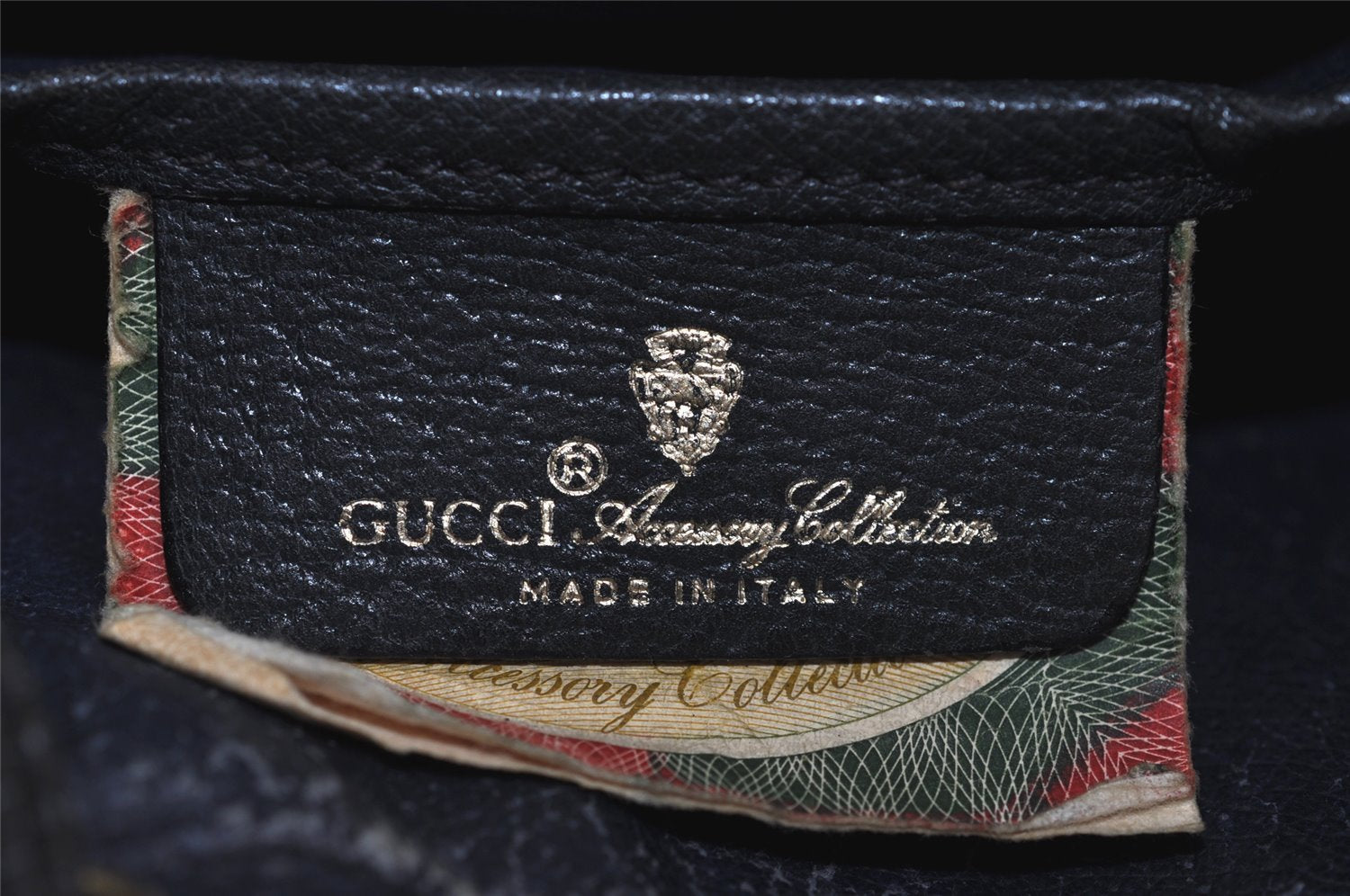 Authentic GUCCI Sherry Line Shoulder Drawstring Bag GG PVC Leather Navy 8066J