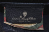 Authentic GUCCI Sherry Line Shoulder Drawstring Bag GG PVC Leather Navy 8066J