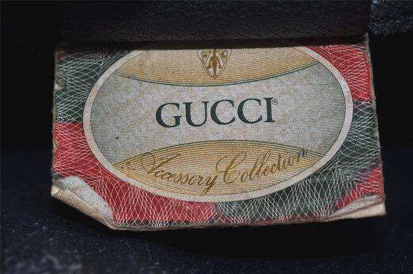 Authentic GUCCI Sherry Line Shoulder Drawstring Bag GG PVC Leather Navy 8066J