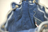 Authentic GUCCI Sherry Line Shoulder Drawstring Bag GG PVC Leather Navy 8066J