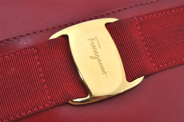 Authentic Salvatore Ferragamo Vara Shoulder Cross Body Bag Leather Red SF 8067J