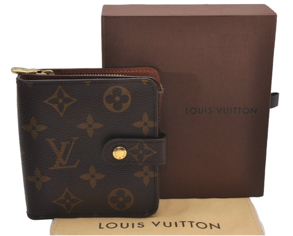 Authentic Louis Vuitton Monogram Compact Zip Bifold Wallet M61667 LV Box 8068I