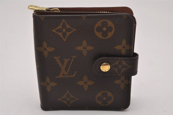 Authentic Louis Vuitton Monogram Compact Zip Bifold Wallet M61667 LV Box 8068I