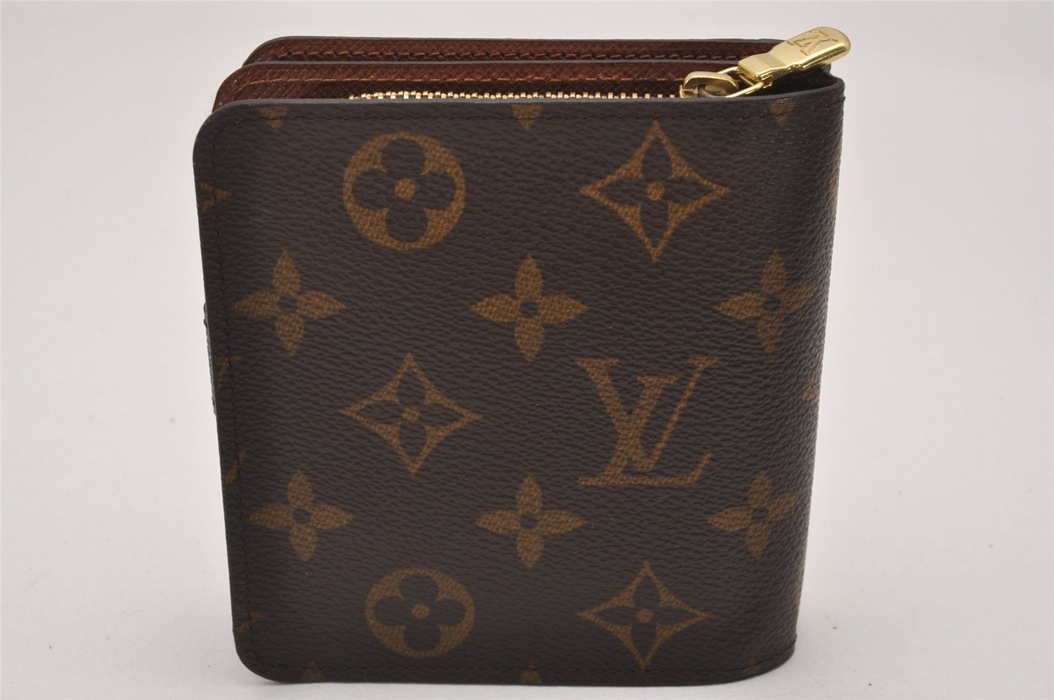 Authentic Louis Vuitton Monogram Compact Zip Bifold Wallet M61667 LV Box 8068I