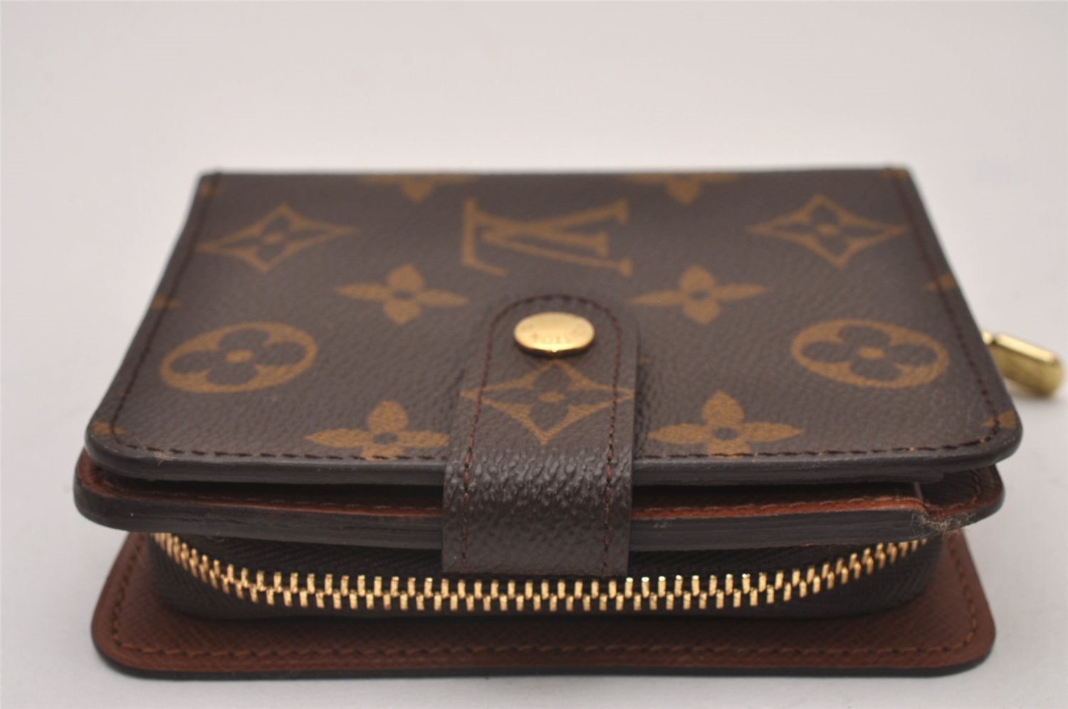 Authentic Louis Vuitton Monogram Compact Zip Bifold Wallet M61667 LV Box 8068I