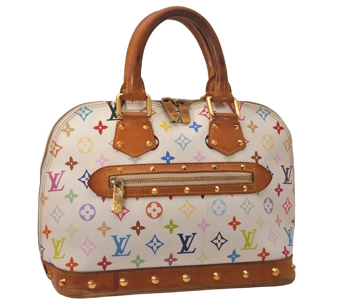 Auth Louis Vuitton Monogram Multicolor Alma PM Hand Bag White M92647 LV 8068J