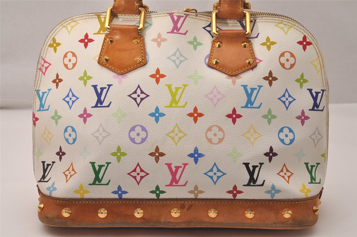 Auth Louis Vuitton Monogram Multicolor Alma PM Hand Bag White M92647 LV 8068J