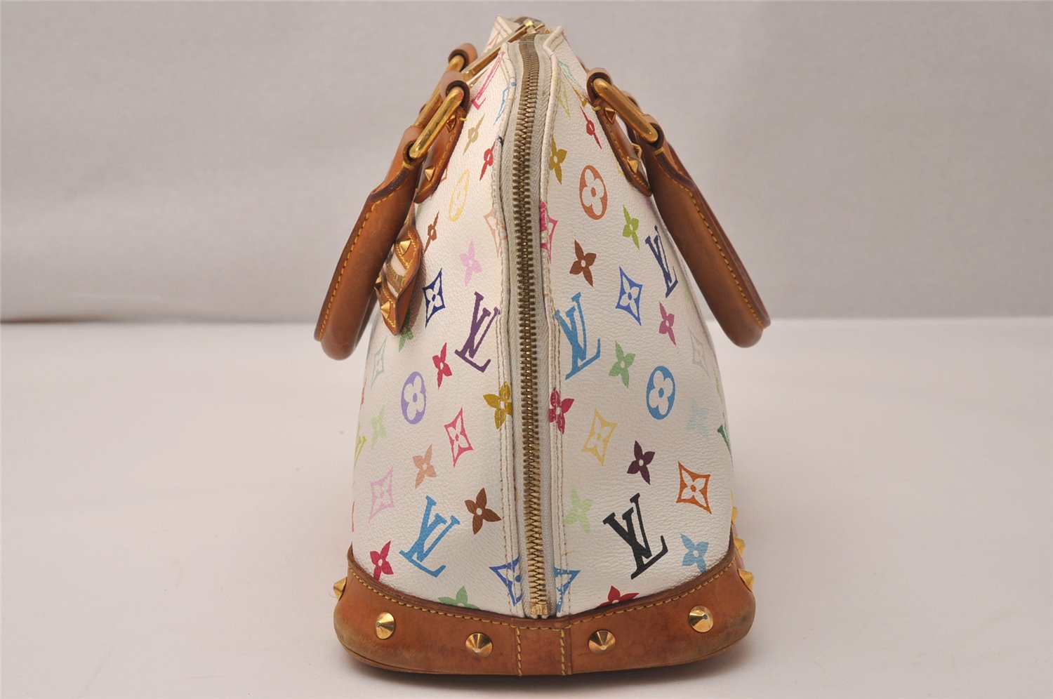 Auth Louis Vuitton Monogram Multicolor Alma PM Hand Bag White M92647 LV 8068J