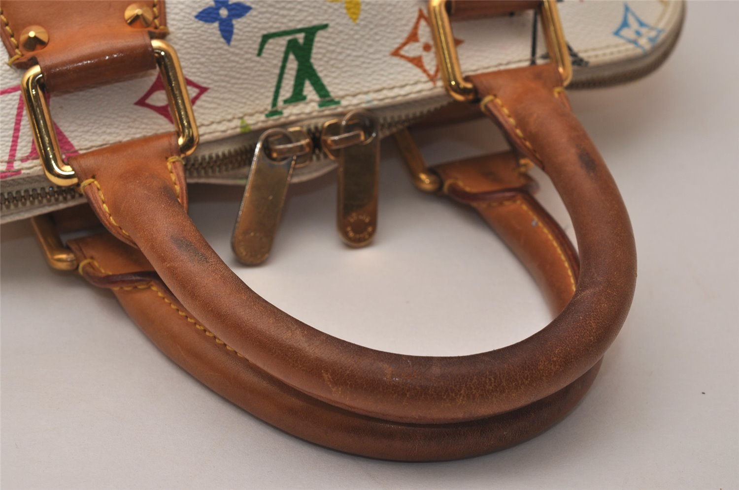Auth Louis Vuitton Monogram Multicolor Alma PM Hand Bag White M92647 LV 8068J