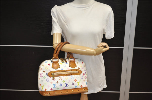 Auth Louis Vuitton Monogram Multicolor Alma PM Hand Bag White M92647 LV 8068J