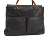 Authentic GUCCI Vintage Bamboo Shoulder Hand Bag Leather Navy Blue Junk 8068M