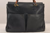 Authentic GUCCI Vintage Bamboo Shoulder Hand Bag Leather Navy Blue Junk 8068M