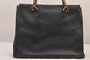 Authentic GUCCI Vintage Bamboo Shoulder Hand Bag Leather Navy Blue Junk 8068M