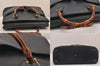 Authentic GUCCI Vintage Bamboo Shoulder Hand Bag Leather Navy Blue Junk 8068M